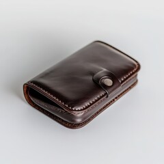 A 3D-rendered leather wallet isolated on a white background,