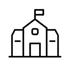 Illustration of a school building in black lines