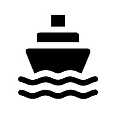 Illustration of a ship in black lines and simple style