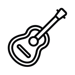 Guitar Outlined In Bold Vector Illustration
