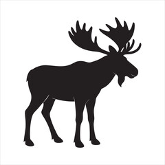 silhouette of a moose isolated on white