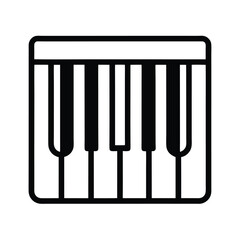 Piano Keyboard Outline Vector Illustration
