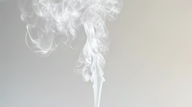 Close up of white ethereal wisps rising from the bottom on a neutral gradient background