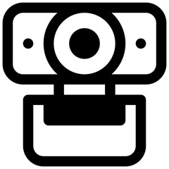 Webcam. Outlined stroke vector icon with black-filled details.