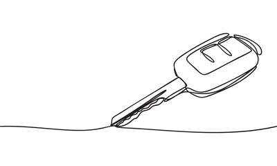 Car Key Silhouette Continuous Line Drawing