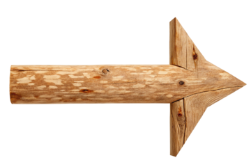 Rustic wooden arrow sign pointing to the right direction simple design isolated object