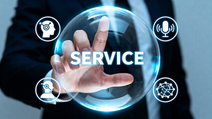 Businessman with service technology sphere