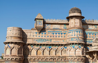 The ancient hill fort of Gwalior. Majestic Gwalior Qila, Madhya Pradesh, India.