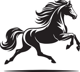 Running black horse vector silhouette illustration of a wild mustang or stallion