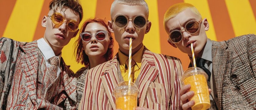 Enchanting halloween celebration with cocktails. Daring imagery. Neon-lit costumed gathering toasting with halloween drinks. Abstract beauty. Avant-garde shots. - Powered by Adobe