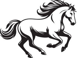 Running black horse vector silhouette illustration of a wild mustang or stallion