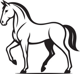 Running black horse vector silhouette illustration of a wild mustang or stallion