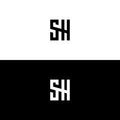 SH initial letter logo design...