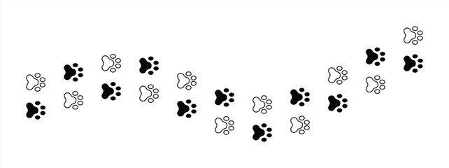 Pet paw icon set. Heart with dog, cat pet footprint. Paw print sign and symbol. Transparent Png and vector illustration