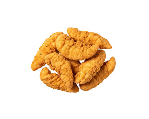 Crispy fried chicken tenders delicious fast food snack appetizer restaurant menu item on transparent background