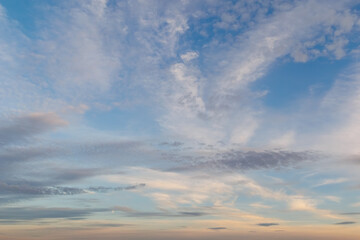 Soft pastel sky with scattered clouds at sunset