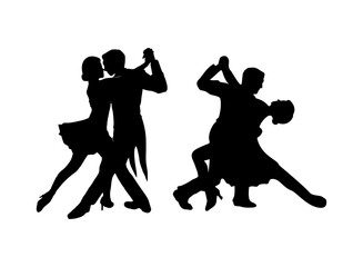 silhouettes of dancing people