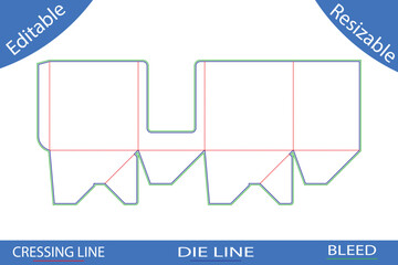Packaging Box Die Cut Template With Creasing And Bleed Lines