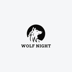 Wolf night logo vector icon illustration