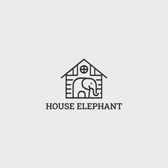 House elephant logo vector icon illustration