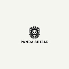 Panda shield logo vector icon illustration