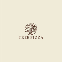 Tree pizza logo vector icon illustration