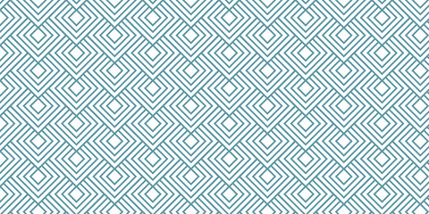 Obraz premium Abstract overlay square ornament blue print repeat overlapping fabric cloth textile blank retro diamond checkered textile background.