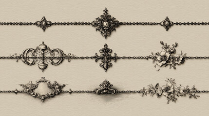 Ornate vintage borders featuring floral and decorative elements.