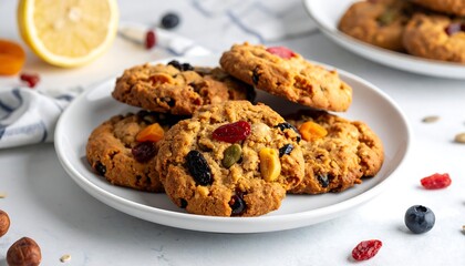 Stacked, colorful cookies on a plate