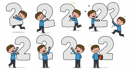 Boy holding number two for birthday or celebration