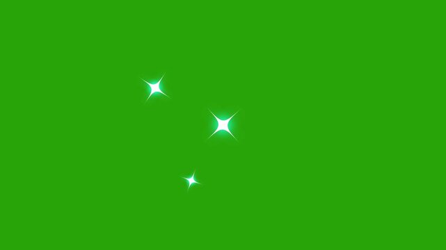 Sparkle star, blinking light effect on transparent background, sparkling twinkling stars, light effect, magic flash, shimmering, energy glow timeline, vector doodles style stars green screen. 4K
