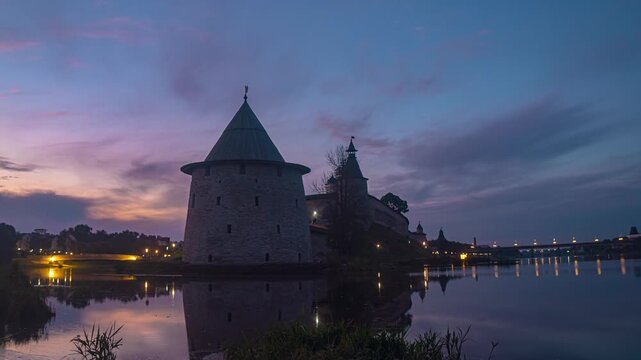 Lilac morning at the Pskov Kremlin.