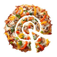 Delicious pizza with vegetables and cheese against a transparent background studio shot