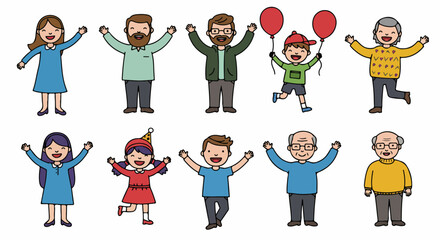 Happy family group portrait with diverse ages