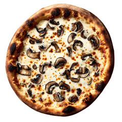 Delicious mushroom pizza with cheese and transparent background