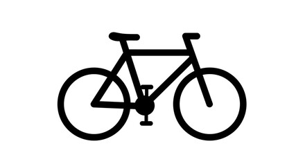 Obraz premium Simple black and white bicycle icon illustration on white background.