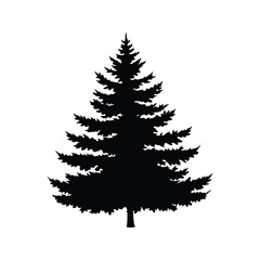 A silhouette of a pine tree against a clean white backdrop artfully showcased, a pine tree silhouette vector illustration