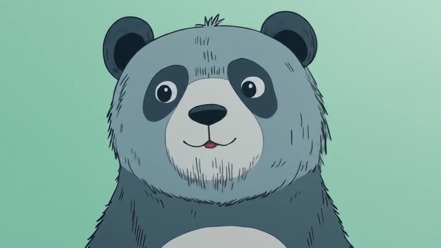 Animated panda bear portrait with expressive features and simple design