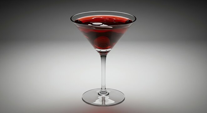 Elegant martini glass filled with deep red cocktail, garnished with cherries, perfect for sophisticated celebrations, upscale events, or luxurious bar promotions.