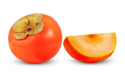 ripe persimmons isolated on transparent png (Image from camera)