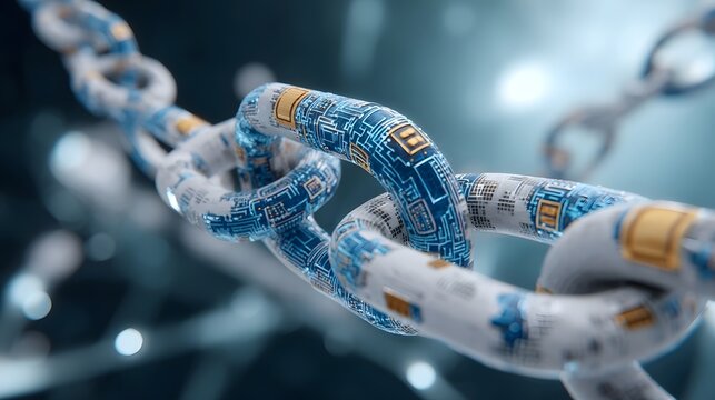 Futuristic digital blockchain network connection