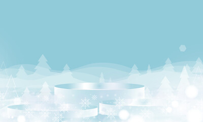 Podium shape for show cosmetic product display for christmas day or new years Typographical Christmas color background