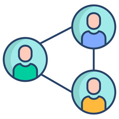 user network linear color icon design