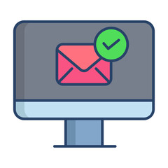 receive emails read linear color icon design