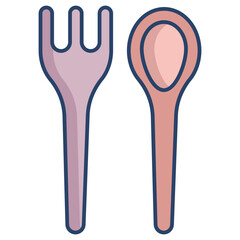 spoon fork linear color icon design