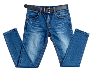 Pair of Blue Jeans with Front Pockets and Belt Loops Isolated on Transparent Background