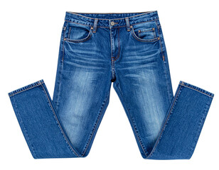 Classic Denim Jeans PNG Cutout, Blue Pants with Pockets and Belt Loops