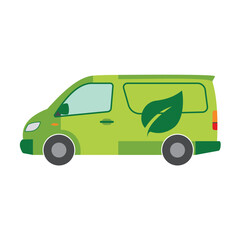Green Eco Van with Leaf Logo Sustainable Delivery Vehicle