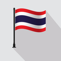Thailand Waving Flag Pole Vector Illustration
