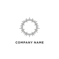 Fototapeta premium Abstract sunburst logo design with radiating lines forming a circular shape.